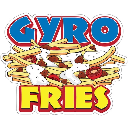 Amistad 16 in. Gyro Fries Decal Concession Stand Food Truck Sticker AM2072449